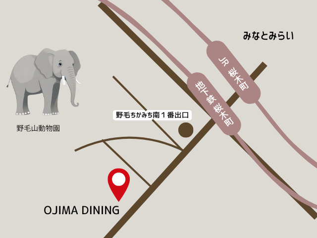 尾島ダイニングの地図