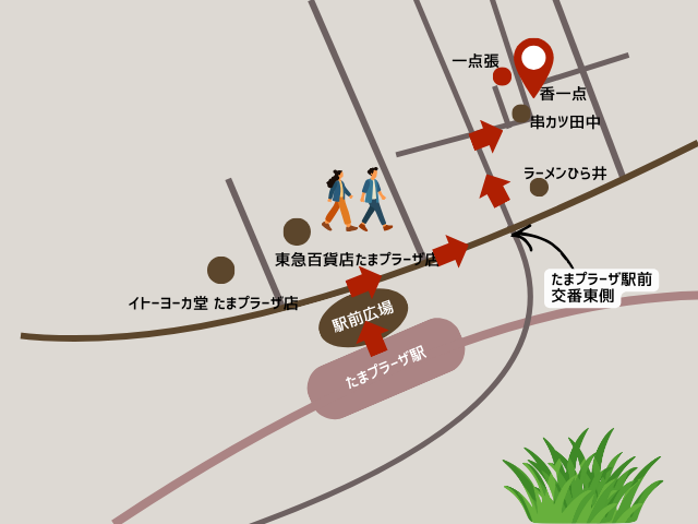 香一点 たまプラーザ店の場所が分かる手書き地図